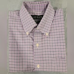 LRL Men's Lavender Checkered Button Down Shirt